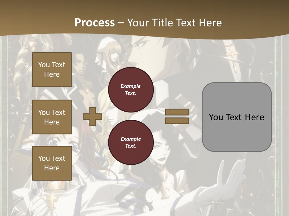 A Group Of Anime Characters On A Brown Background PowerPoint Template