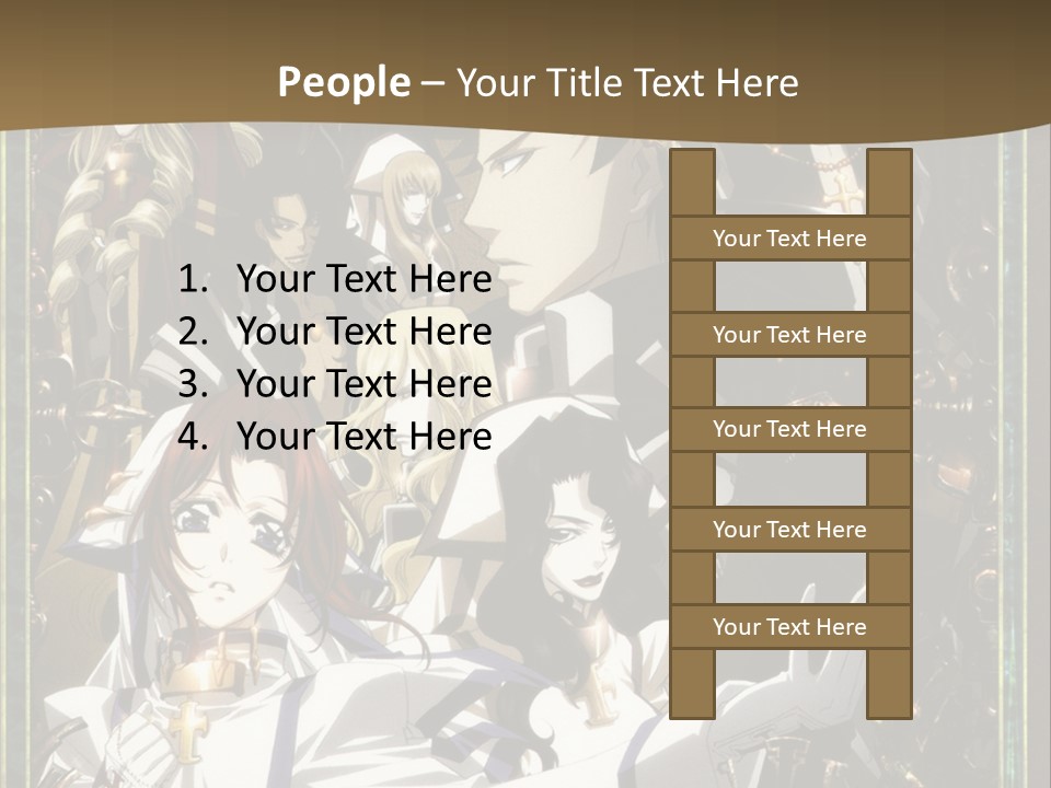 A Group Of Anime Characters On A Brown Background PowerPoint Template