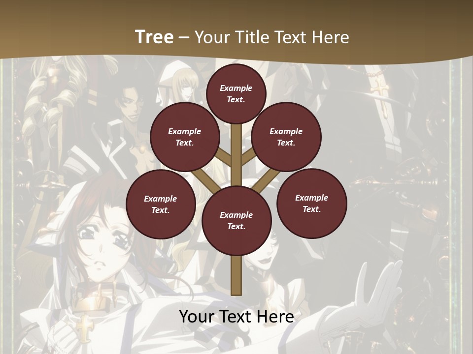 A Group Of Anime Characters On A Brown Background PowerPoint Template