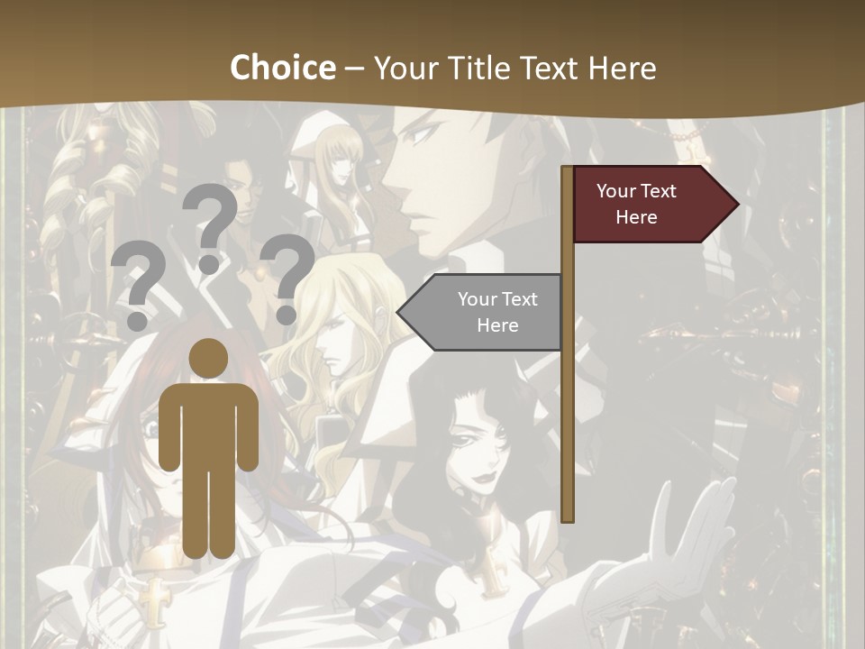 A Group Of Anime Characters On A Brown Background PowerPoint Template