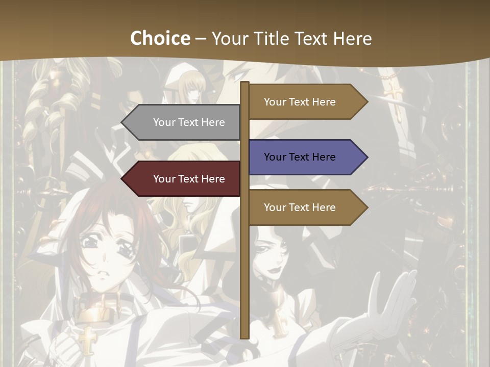 A Group Of Anime Characters On A Brown Background PowerPoint Template