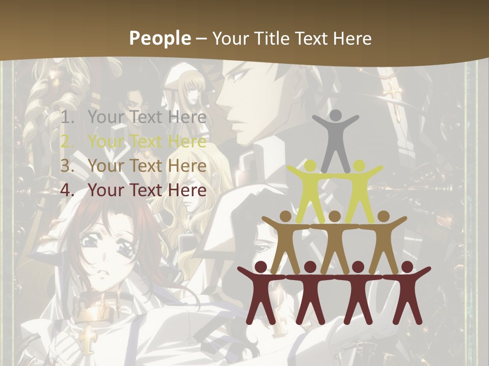 A Group Of Anime Characters On A Brown Background PowerPoint Template