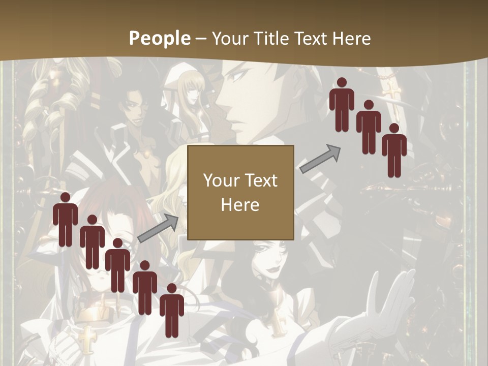 A Group Of Anime Characters On A Brown Background PowerPoint Template