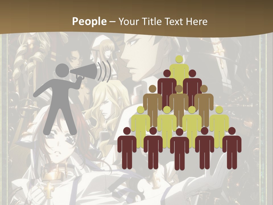 A Group Of Anime Characters On A Brown Background PowerPoint Template
