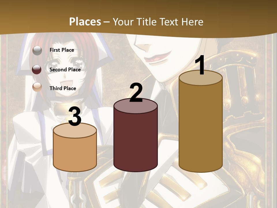 A Couple Of Anime Characters With A Gold Background PowerPoint Template