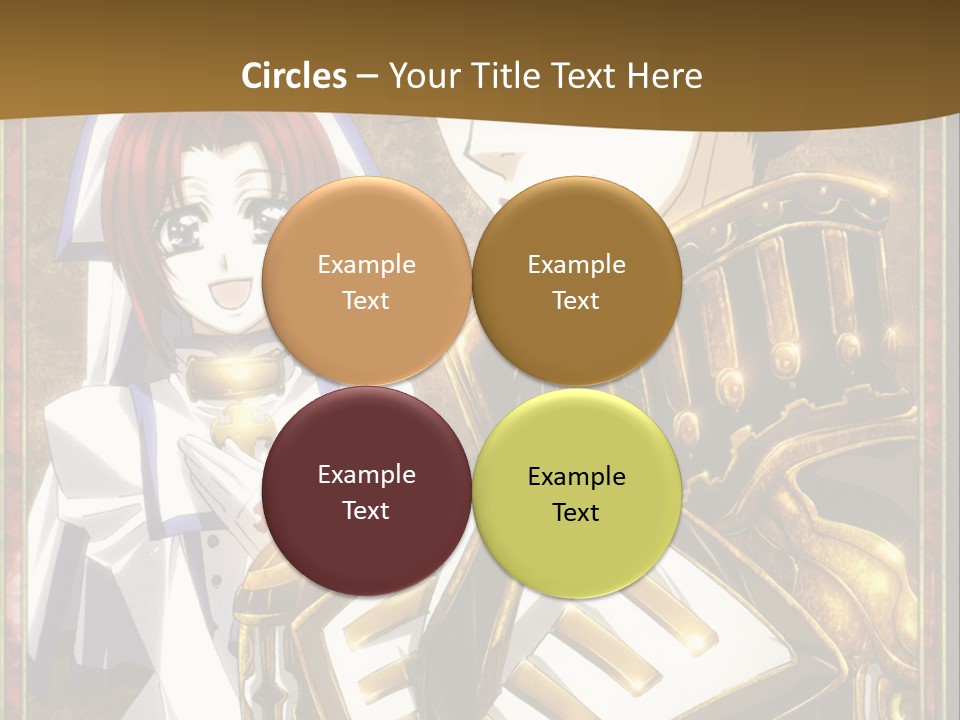 A Couple Of Anime Characters With A Gold Background PowerPoint Template