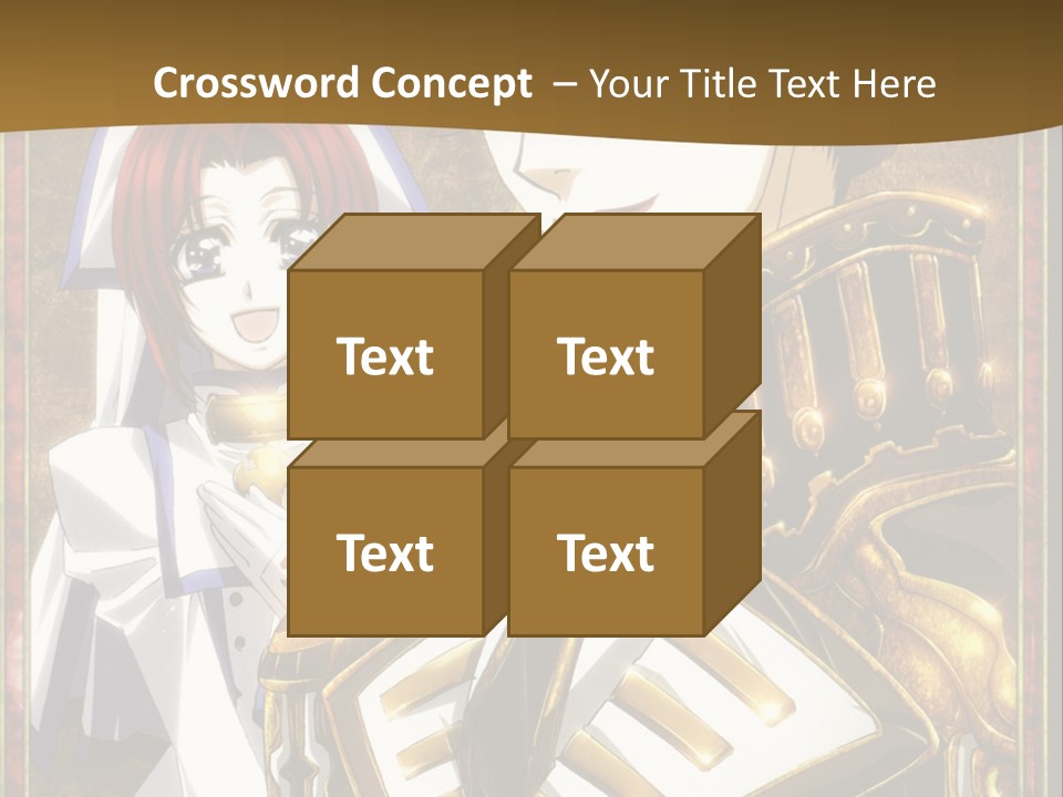 A Couple Of Anime Characters With A Gold Background PowerPoint Template