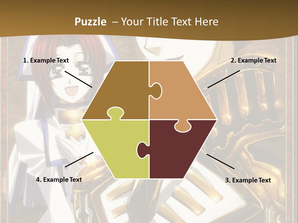 A Couple Of Anime Characters With A Gold Background PowerPoint Template