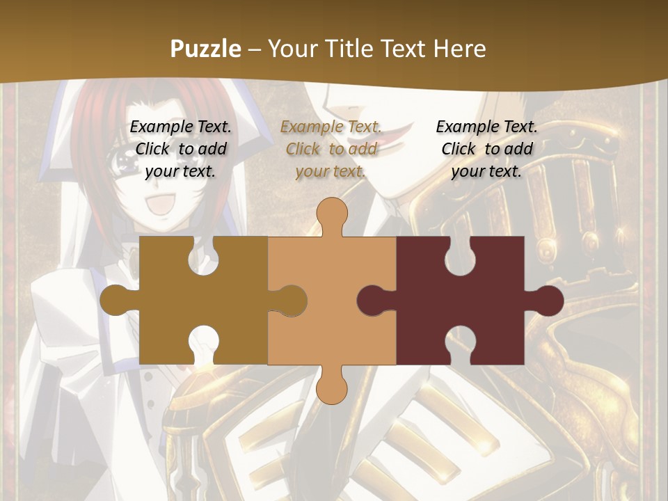 A Couple Of Anime Characters With A Gold Background PowerPoint Template