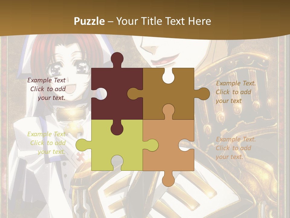 A Couple Of Anime Characters With A Gold Background PowerPoint Template