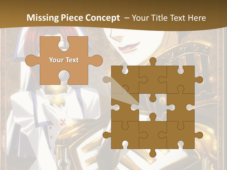 A Couple Of Anime Characters With A Gold Background PowerPoint Template