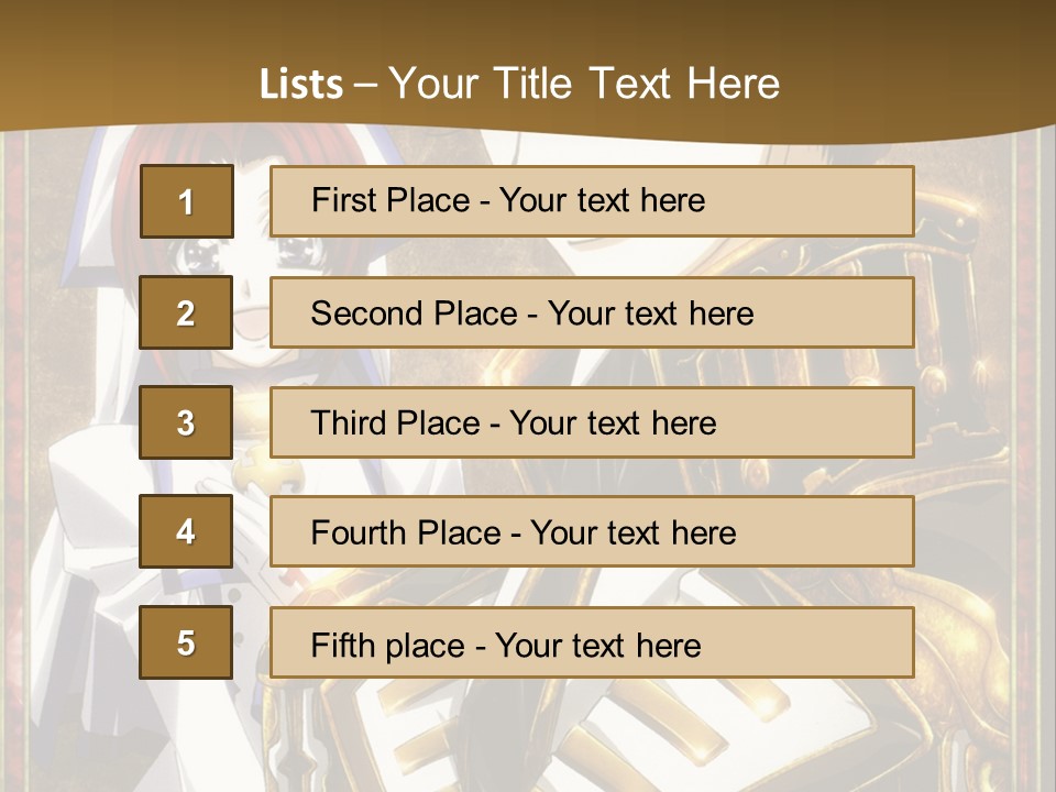 A Couple Of Anime Characters With A Gold Background PowerPoint Template