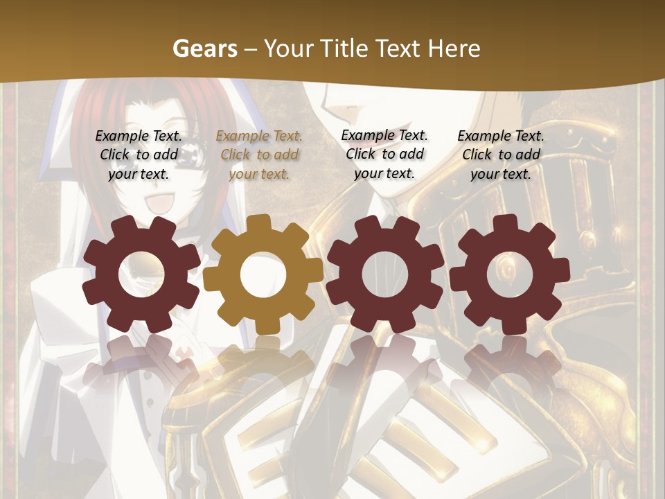 A Couple Of Anime Characters With A Gold Background PowerPoint Template