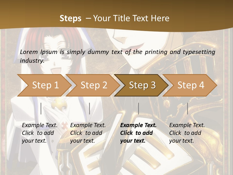 A Couple Of Anime Characters With A Gold Background PowerPoint Template