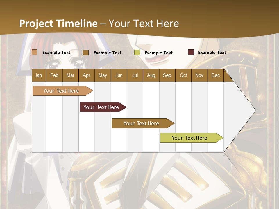 A Couple Of Anime Characters With A Gold Background PowerPoint Template