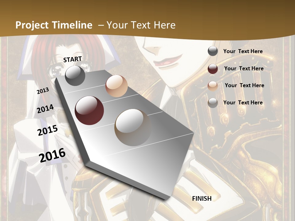 A Couple Of Anime Characters With A Gold Background PowerPoint Template