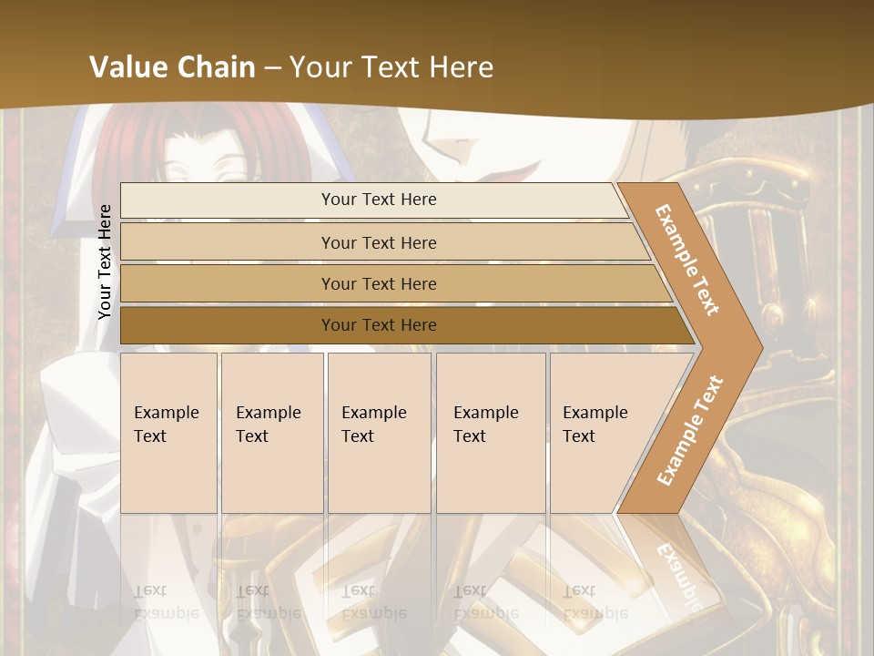 A Couple Of Anime Characters With A Gold Background PowerPoint Template