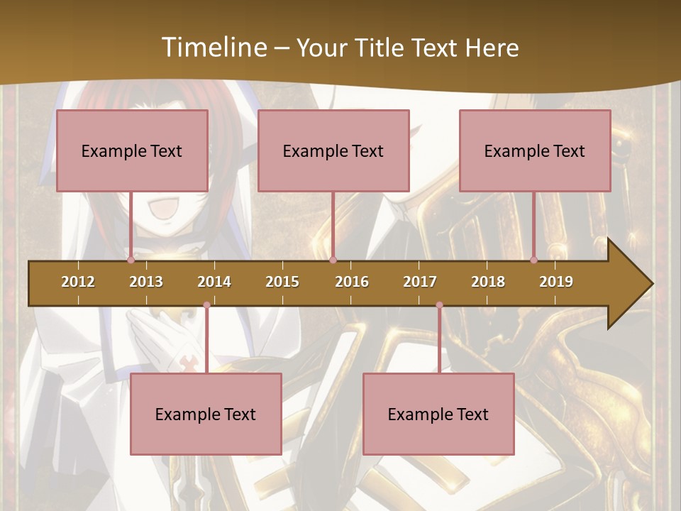 A Couple Of Anime Characters With A Gold Background PowerPoint Template