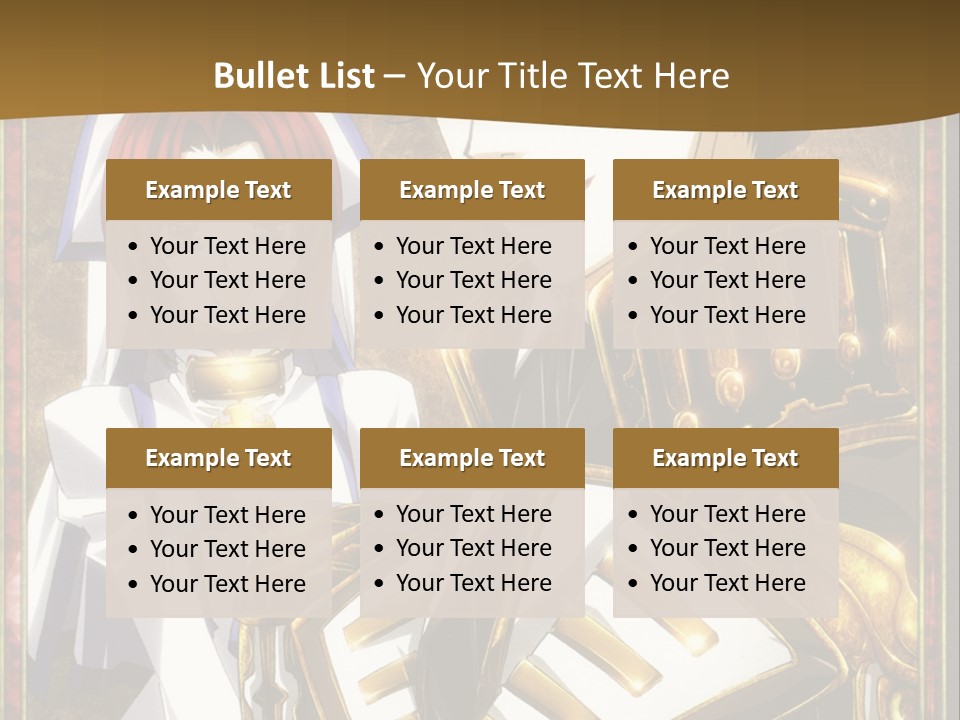 A Couple Of Anime Characters With A Gold Background PowerPoint Template