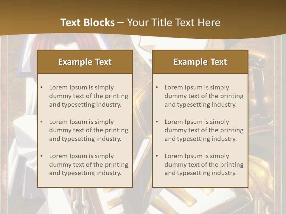A Couple Of Anime Characters With A Gold Background PowerPoint Template