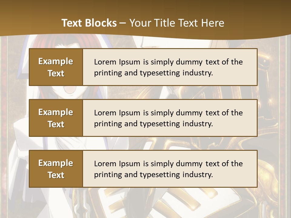 A Couple Of Anime Characters With A Gold Background PowerPoint Template