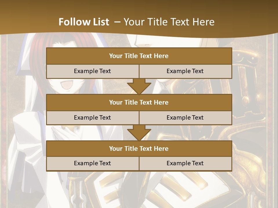 A Couple Of Anime Characters With A Gold Background PowerPoint Template