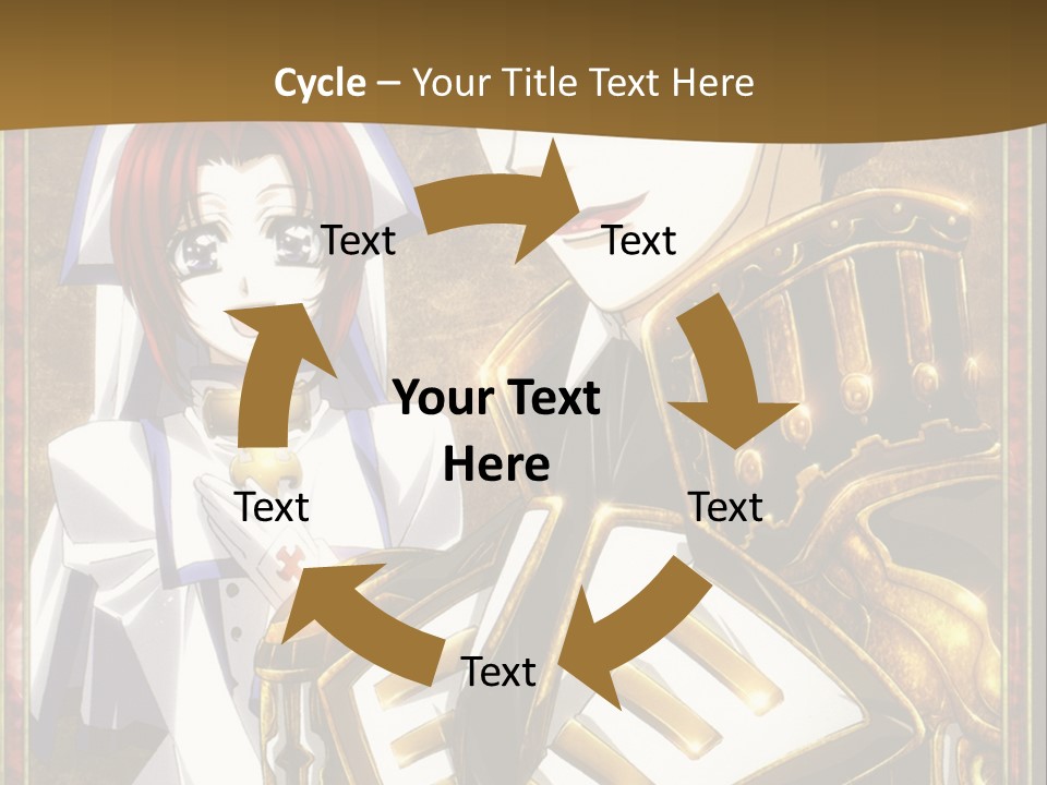 A Couple Of Anime Characters With A Gold Background PowerPoint Template