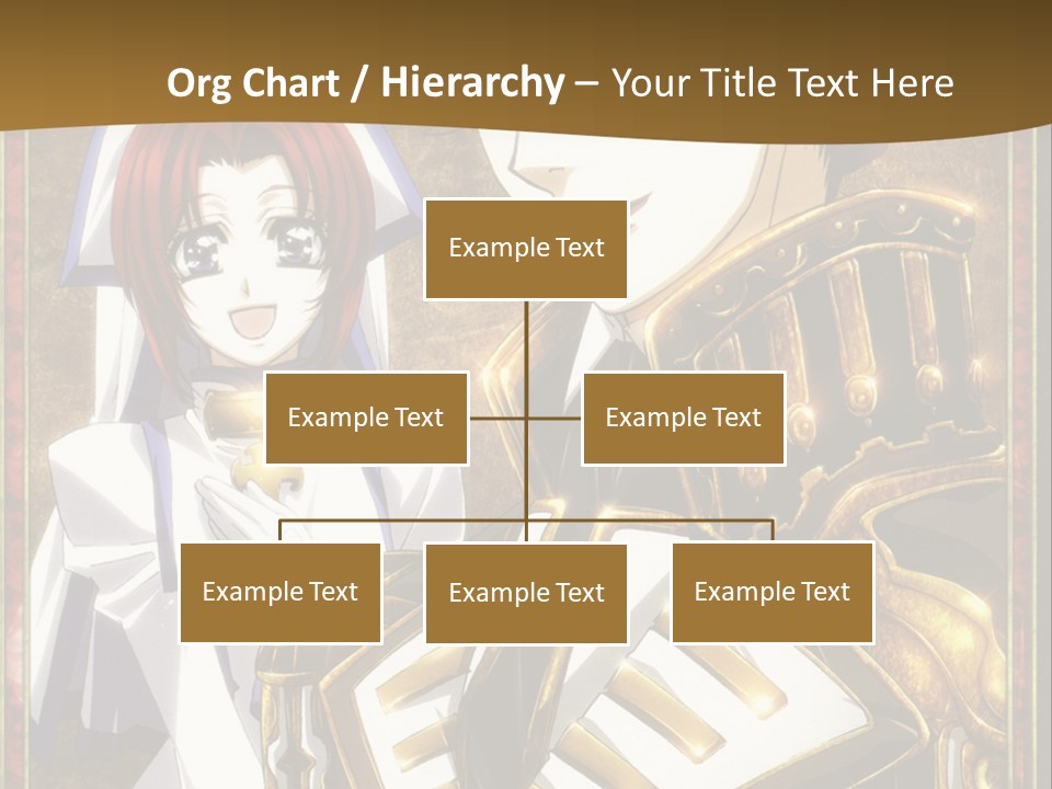 A Couple Of Anime Characters With A Gold Background PowerPoint Template