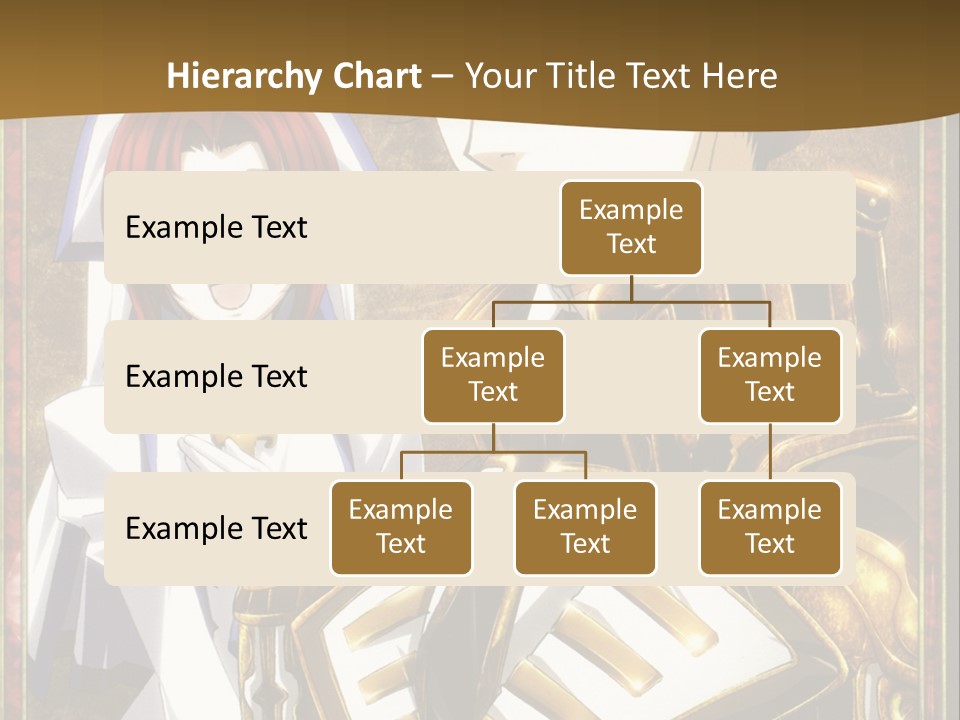 A Couple Of Anime Characters With A Gold Background PowerPoint Template