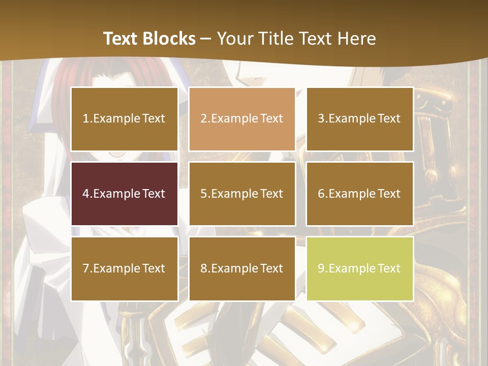 A Couple Of Anime Characters With A Gold Background PowerPoint Template