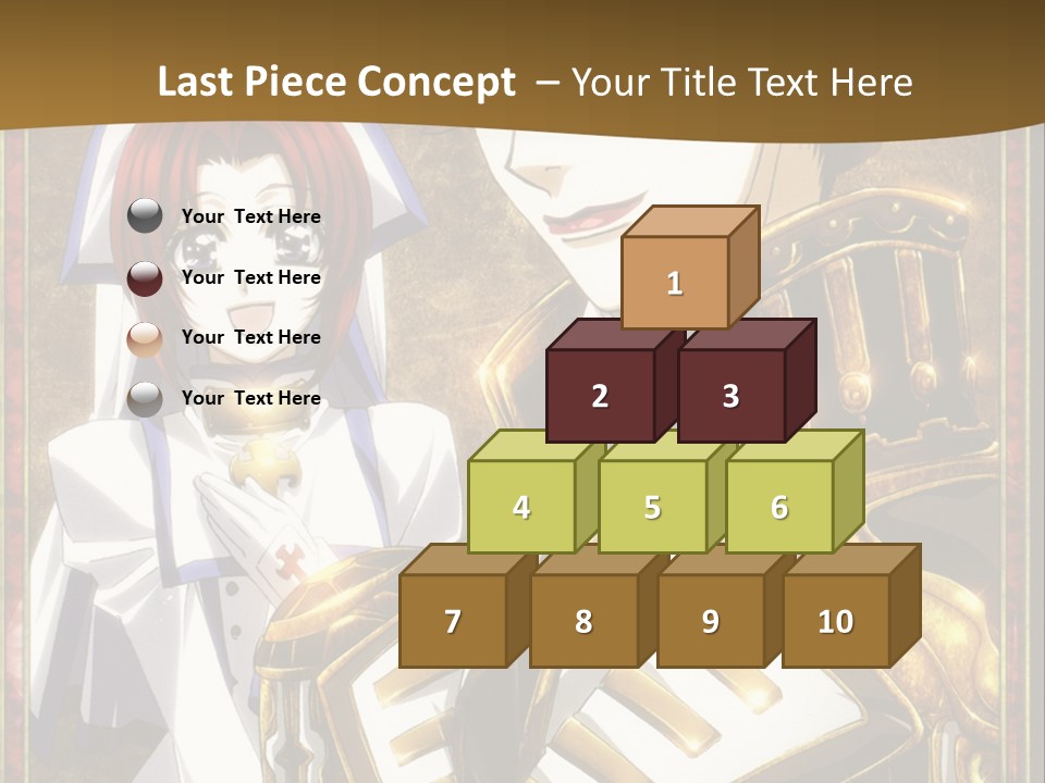 A Couple Of Anime Characters With A Gold Background PowerPoint Template