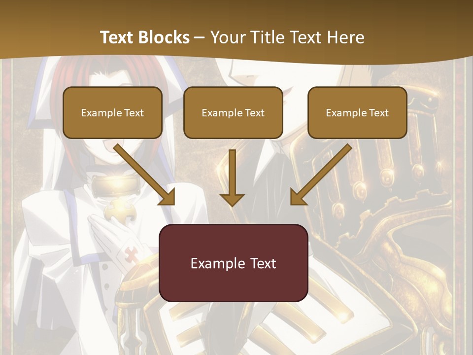 A Couple Of Anime Characters With A Gold Background PowerPoint Template
