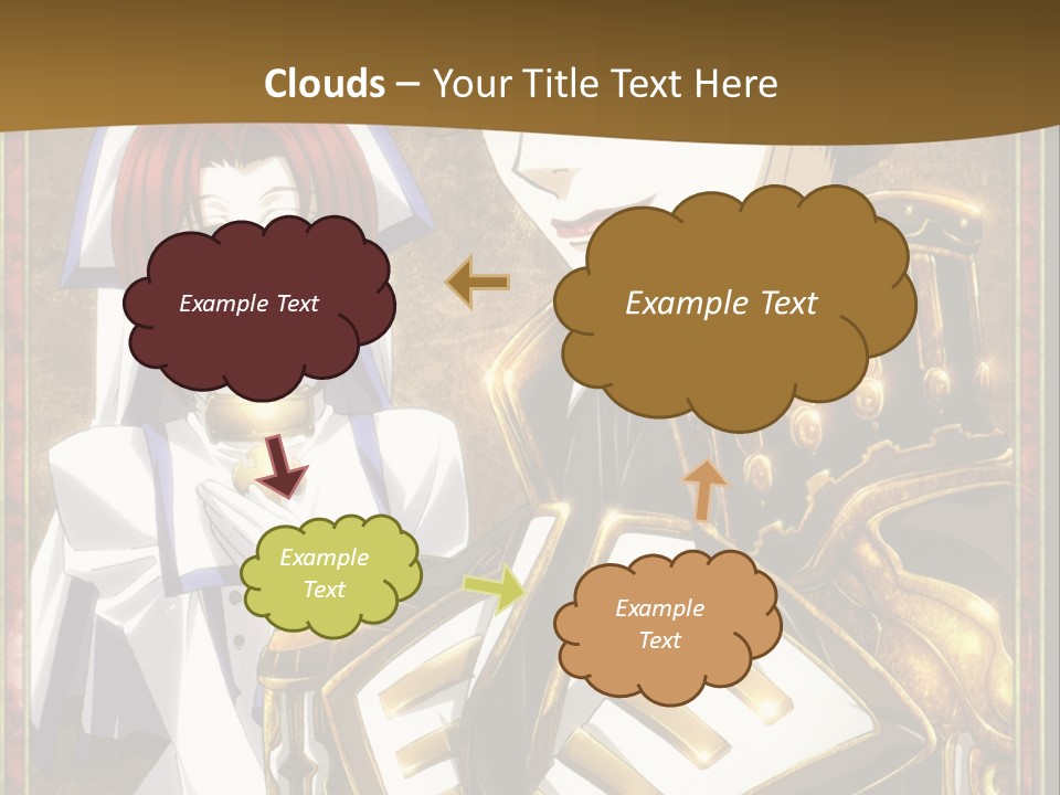 A Couple Of Anime Characters With A Gold Background PowerPoint Template