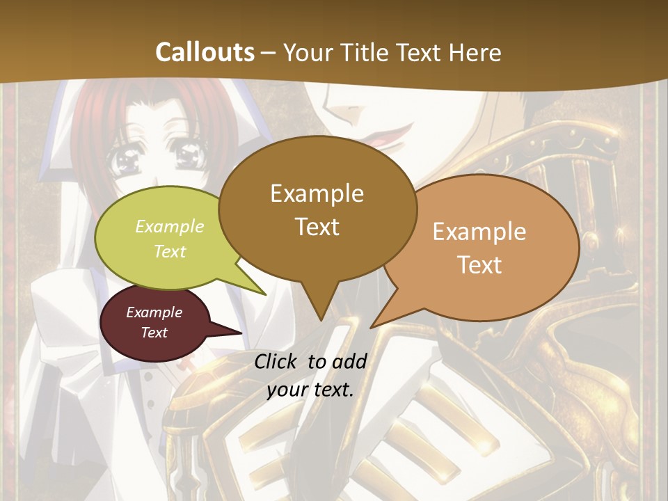 A Couple Of Anime Characters With A Gold Background PowerPoint Template