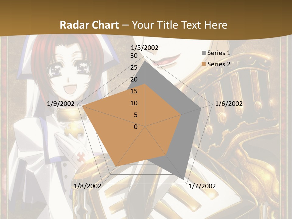 A Couple Of Anime Characters With A Gold Background PowerPoint Template