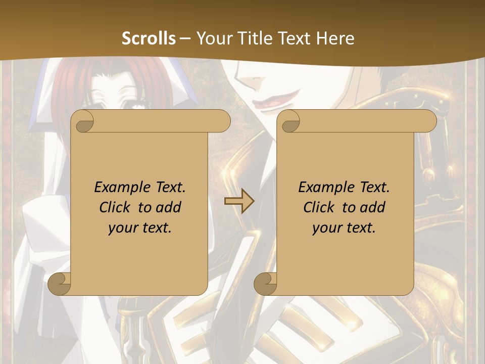 A Couple Of Anime Characters With A Gold Background PowerPoint Template