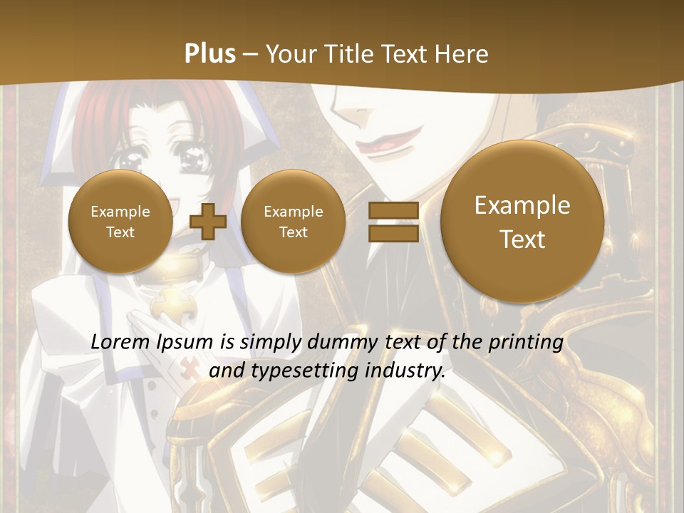 A Couple Of Anime Characters With A Gold Background PowerPoint Template