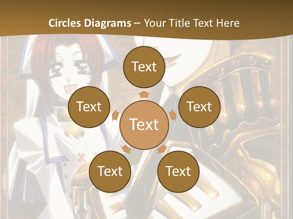 A Couple Of Anime Characters With A Gold Background PowerPoint Template