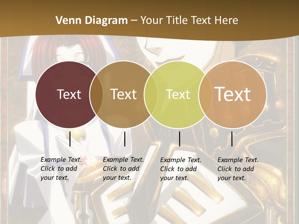 A Couple Of Anime Characters With A Gold Background PowerPoint Template
