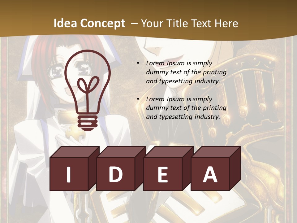 A Couple Of Anime Characters With A Gold Background PowerPoint Template