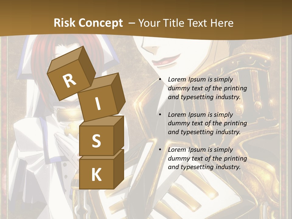 A Couple Of Anime Characters With A Gold Background PowerPoint Template