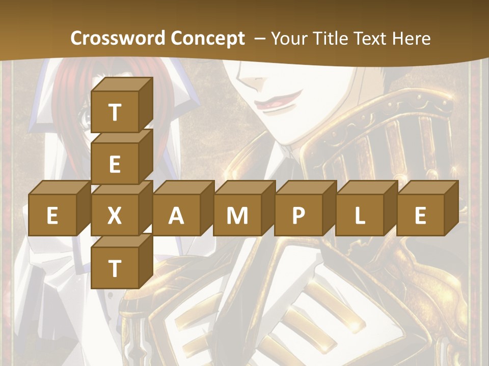 A Couple Of Anime Characters With A Gold Background PowerPoint Template