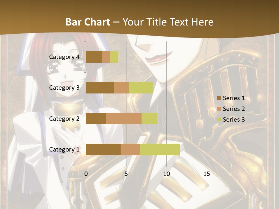 A Couple Of Anime Characters With A Gold Background PowerPoint Template
