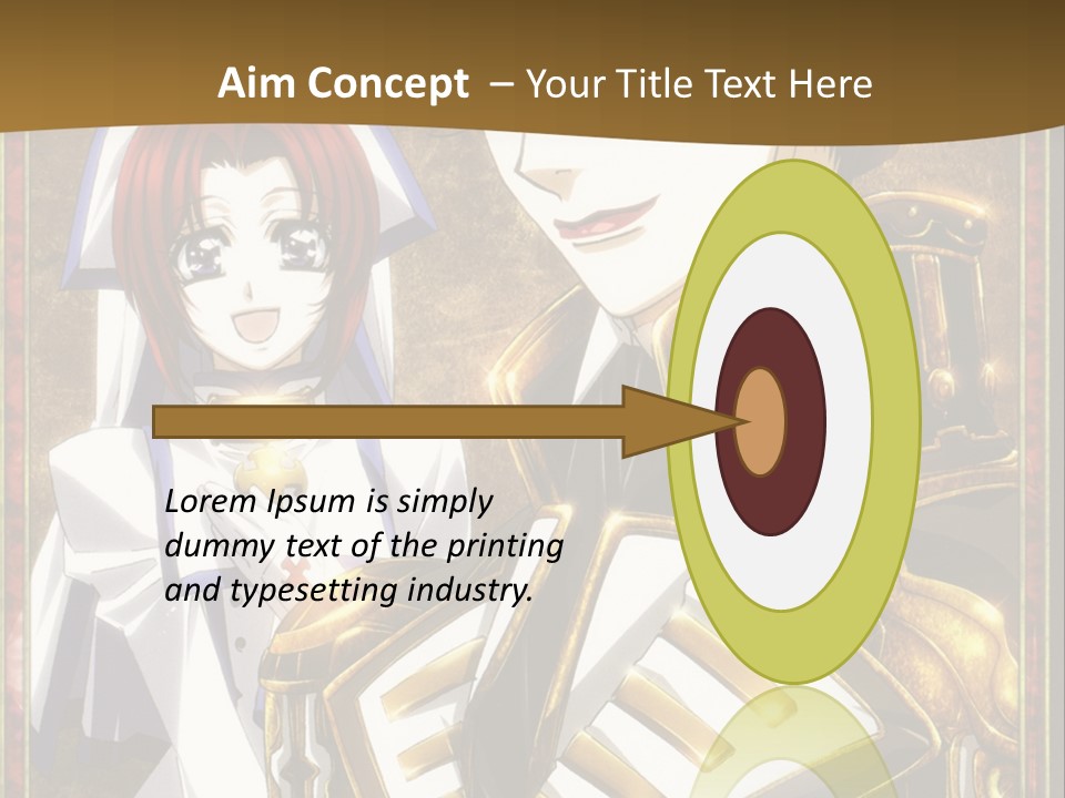 A Couple Of Anime Characters With A Gold Background PowerPoint Template
