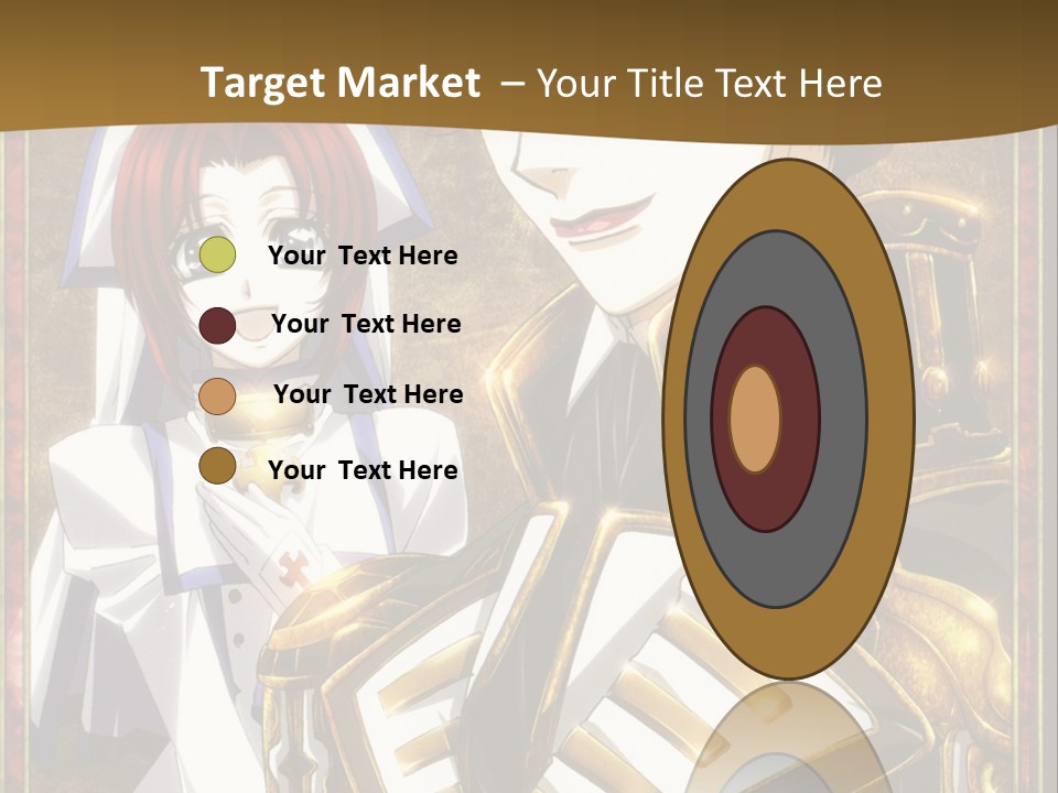 A Couple Of Anime Characters With A Gold Background PowerPoint Template