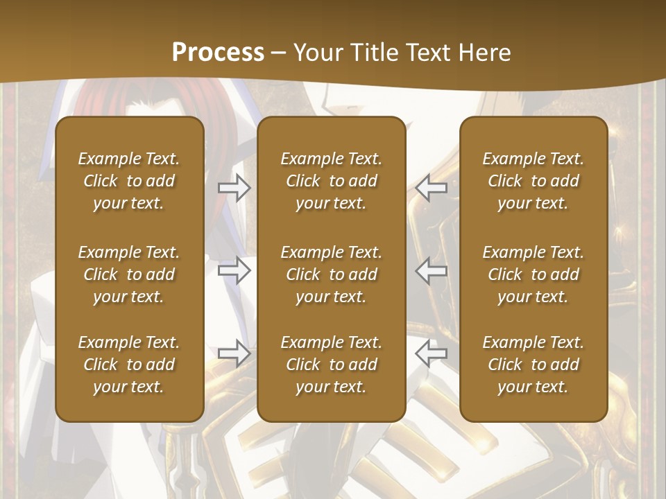 A Couple Of Anime Characters With A Gold Background PowerPoint Template