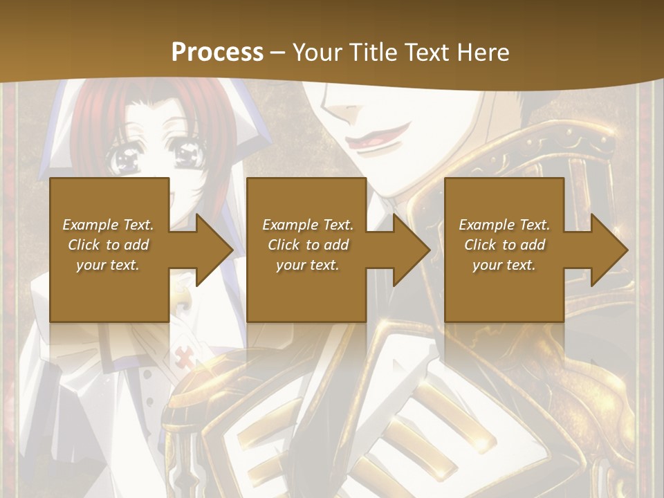 A Couple Of Anime Characters With A Gold Background PowerPoint Template