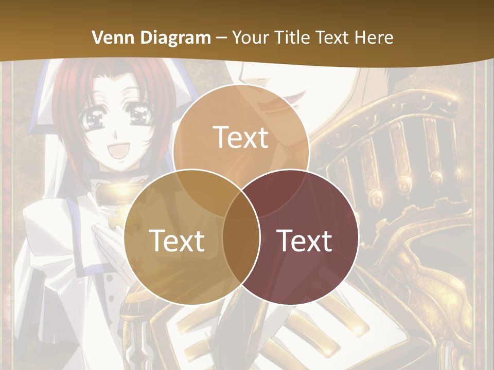 A Couple Of Anime Characters With A Gold Background PowerPoint Template