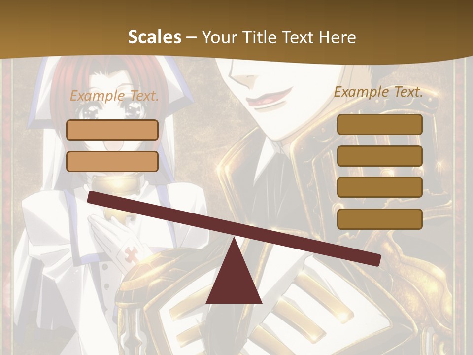 A Couple Of Anime Characters With A Gold Background PowerPoint Template