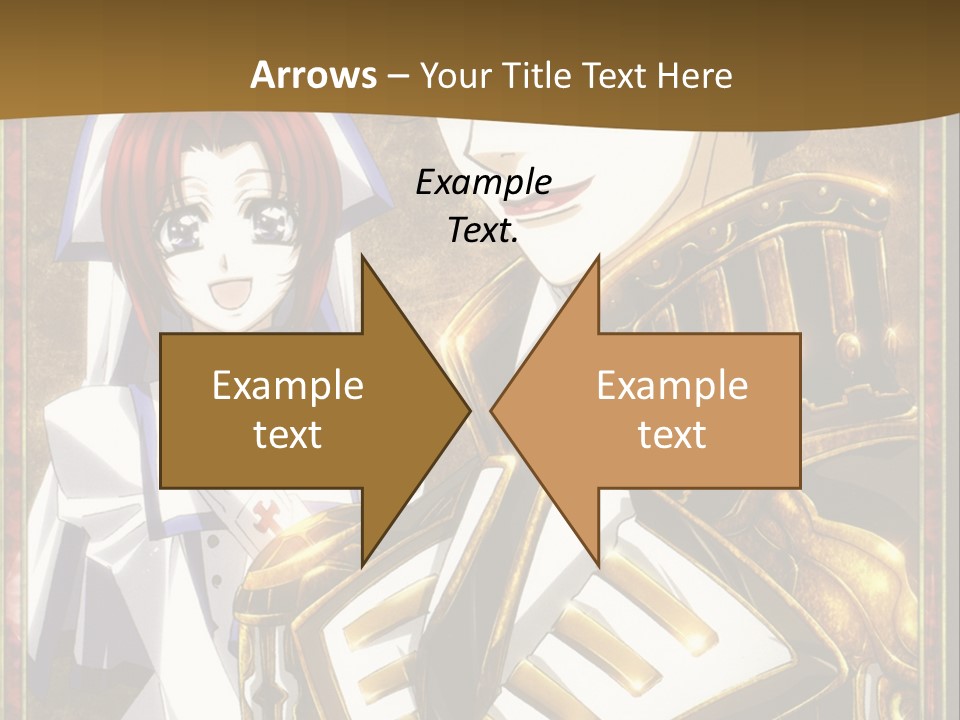 A Couple Of Anime Characters With A Gold Background PowerPoint Template